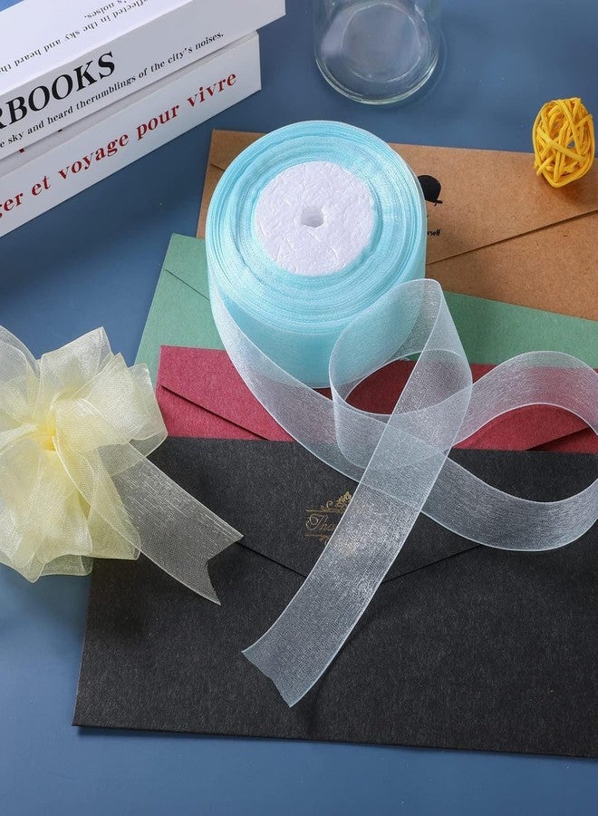 IMPRINT Organza Ribbon Set, 4 Rolls, 2.5 cm x 35 m Each, Blue White Pink Yellow, Decorative Gift Wrapping - Image 5